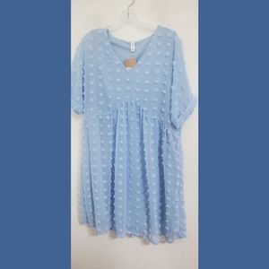 Blue Swiss Dot NWT Babydoll Dress Sz Medium